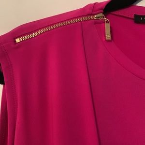 Ivanka Trump Hot Pink Sleeveless Top With Gold Zipper NWT Size Small